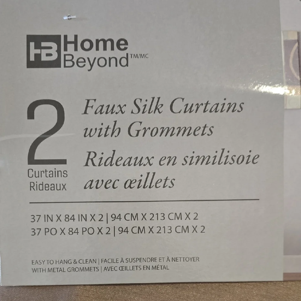Home Beyond Faux Silk Curtains with Grommets - Picture 2 of 3